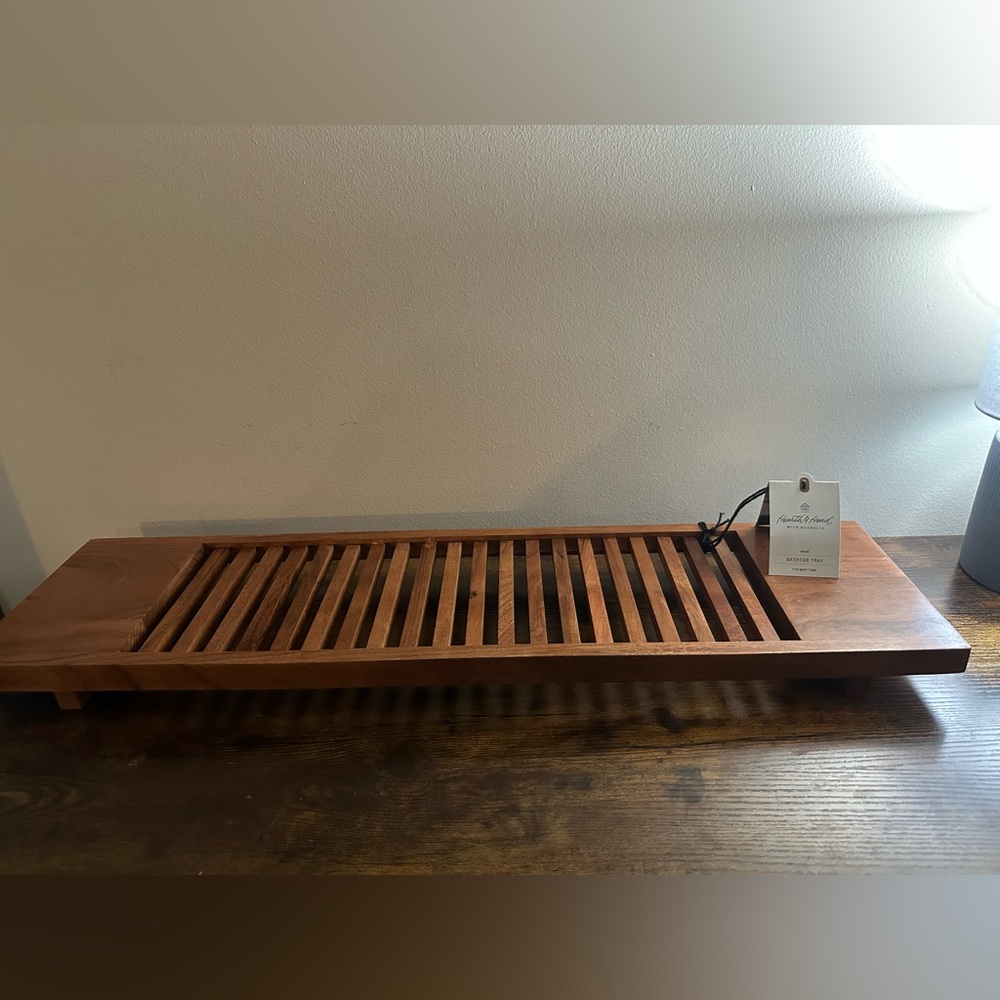 Magnolia Hearth & Hand™ Slatted Wood Bath Tub Tray -NEW